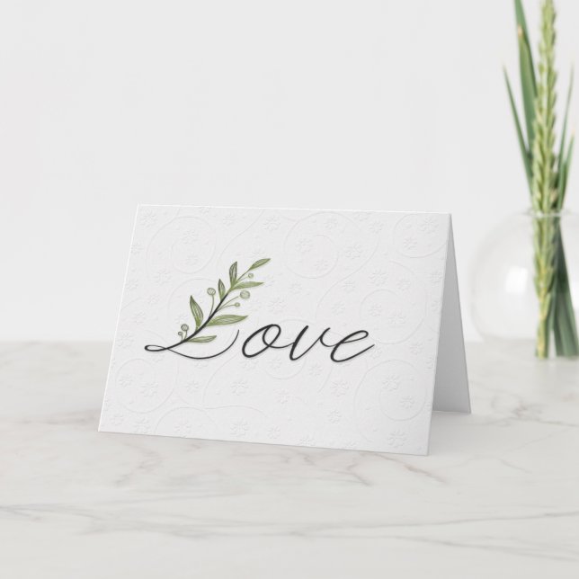 Tarjeta Hoja De Amor boda Sobre Blanco Grabado en relieve (Anverso)