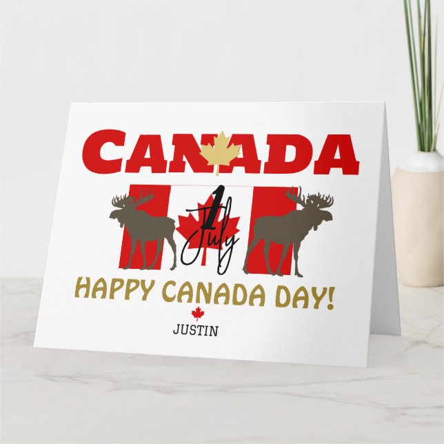 Tarjeta Hoja de arce de Canadá, feliz día de la canadá, 1  (Anverso)