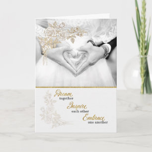 Tarjeta Hoja de oro falsa para novia y novio