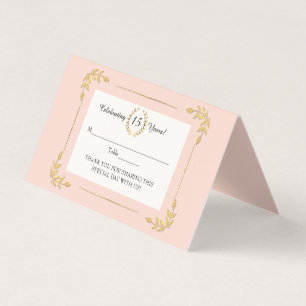 Tarjeta Hoja de oro Rubor Wreath rosa Quinceanera