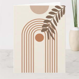 Tarjeta Hoja de Palma de Arcoíris Sol, Arte Geométrico Abs