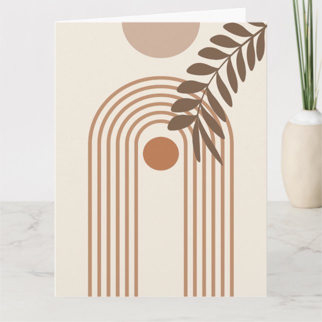 Tarjeta Hoja de Palma de Arcoíris Sol, Arte Geométrico Abs (Anverso)