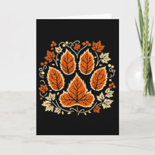Tarjeta Hoja de parra de otoño Huella de pata de perro Hoj