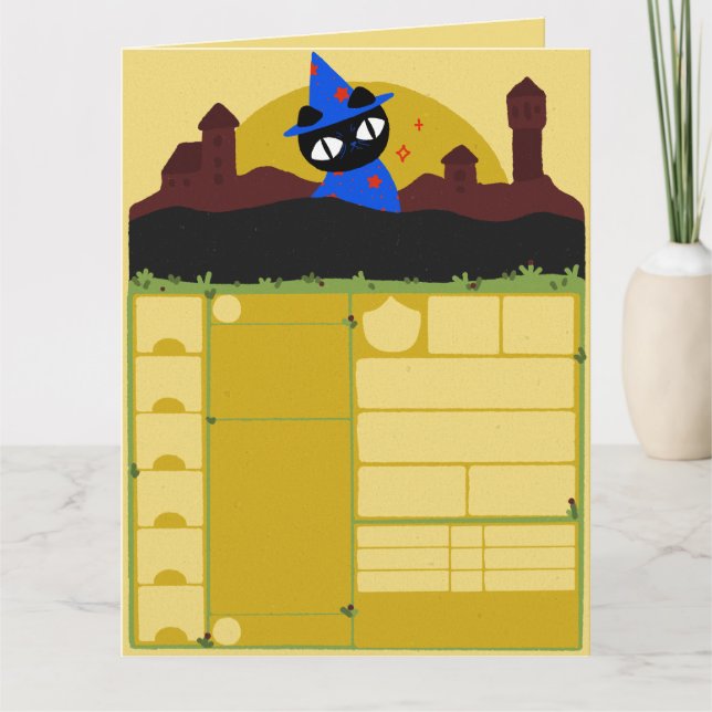 Tarjeta Hoja de personaje de gato DND (Anverso)