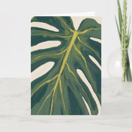 Tarjeta Hoja verde de Monstera Acuarela de planta botánica