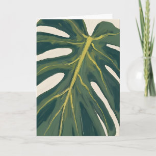 Tarjeta Hoja verde de Monstera Acuarela de planta botánica