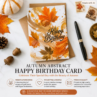 Tarjeta Hojas abstractas de otoño Feliz cumpleaños Colores