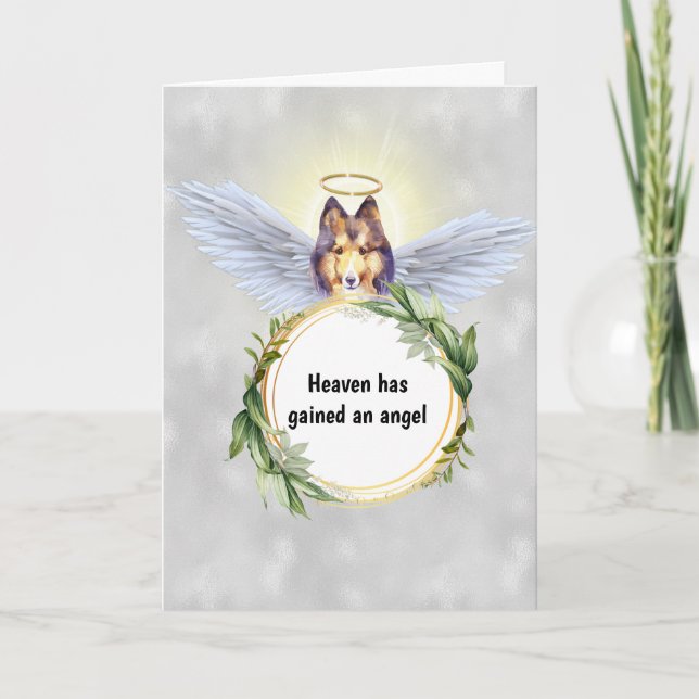 Tarjeta Hojas de ángel de perro de Sheltie halo wreath cie (Anverso)
