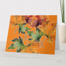 Tarjeta Hojas de arce acuarelas