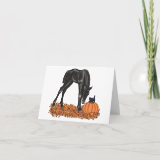 Tarjeta Hojas de la caída de la calabaza del gatito del