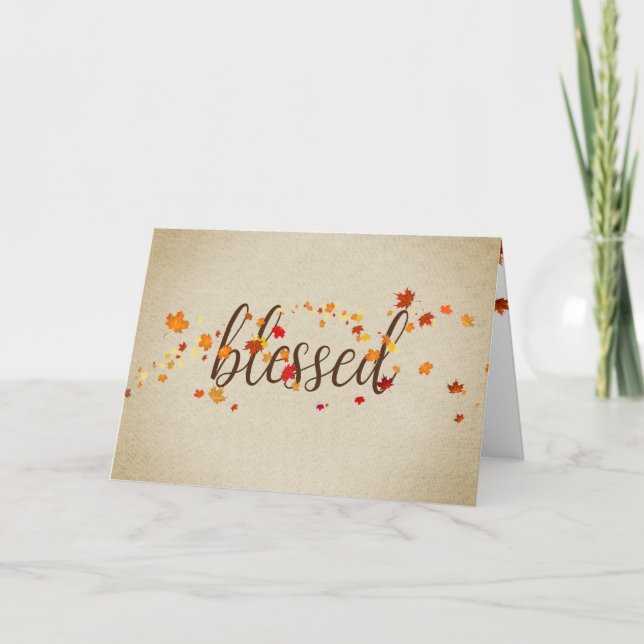 Tarjeta Hojas de Otoño Benditas para Amigos (Anverso)