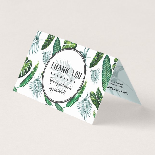 Tarjeta Hojas de palma y vegetación tropical follaje Graci (Anverso)