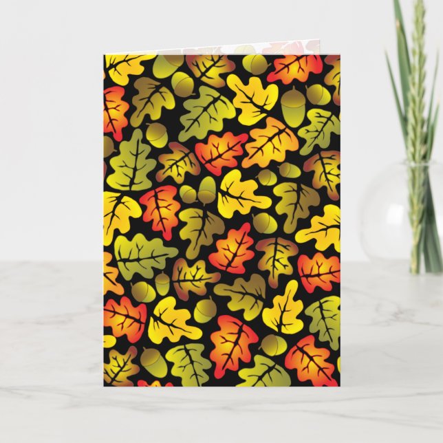 Tarjeta hojas de roble de otoño (Anverso)