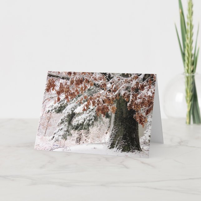 Tarjeta Hojas de roble nevadas (Anverso)