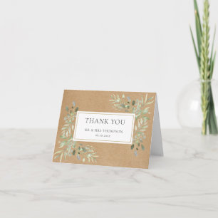 Tarjeta Hojas de Vegetación de Kraft Rústico Agradecimient