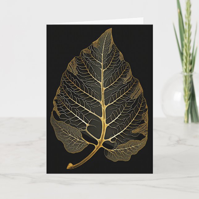 Tarjeta Hojas esqueléticas - Oro y negro (Anverso)
