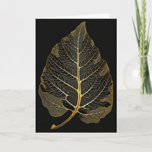 Tarjeta Hojas esqueléticas - Oro y negro