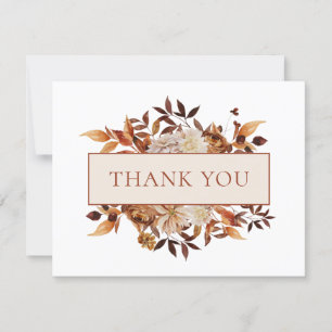 Tarjeta Hojas Florales de Terracota de Otoño Blanco Agrade