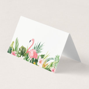 Tarjeta Hojas tropicales acuáticas con flamenco