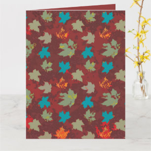 Tarjeta Hojas Voladoras Sólidas de Otoño - Umber/Orange To