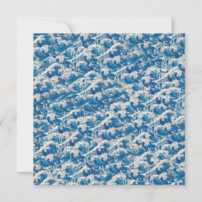 Tarjeta Hokusai el patrón de la gran ola Nautical Blue wav (Anverso)