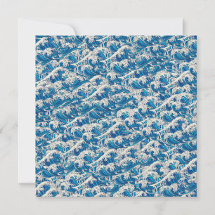 Tarjeta Hokusai el patrón de la gran ola Nautical Blue wav