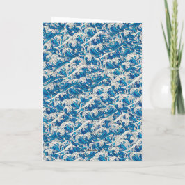 Tarjeta Hokusai el patrón de la gran ola Nautical Blue wav