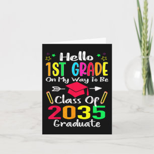 Tarjeta Hola 1º Grado De Vuelta A La Clase Escolar De 2035