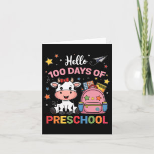 Tarjeta Hola 100 Días De Preescolar Cute Cow 100 Día De