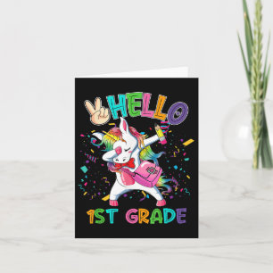 Tarjeta Hola, 1er grado Dabbing Unicorn de vuelta a la esc