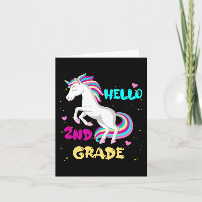 Tarjeta Hola 2º grado Primer día de segundo grado Aquí I c (Anverso)