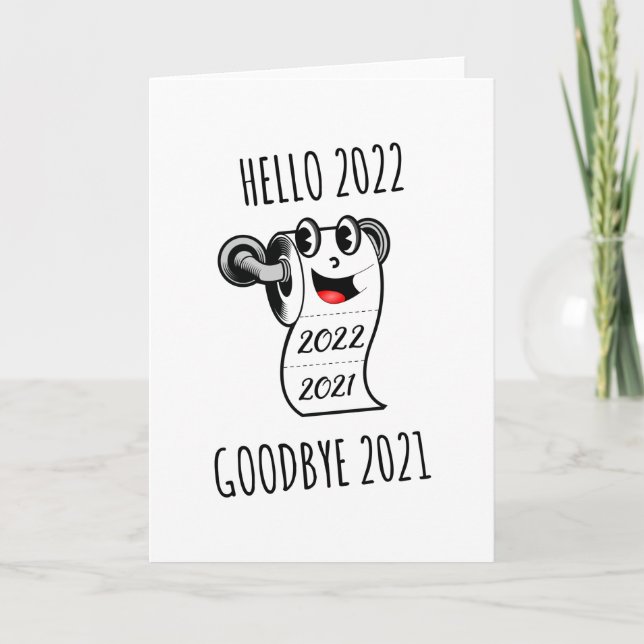 Tarjeta Hola 2022 Adiós 2021 papel higiénico (Anverso)