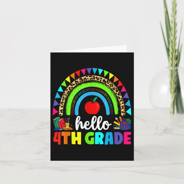 Tarjeta Hola 4º Grado Arcoiris De Vuelta A La Escuela Prim (Anverso)