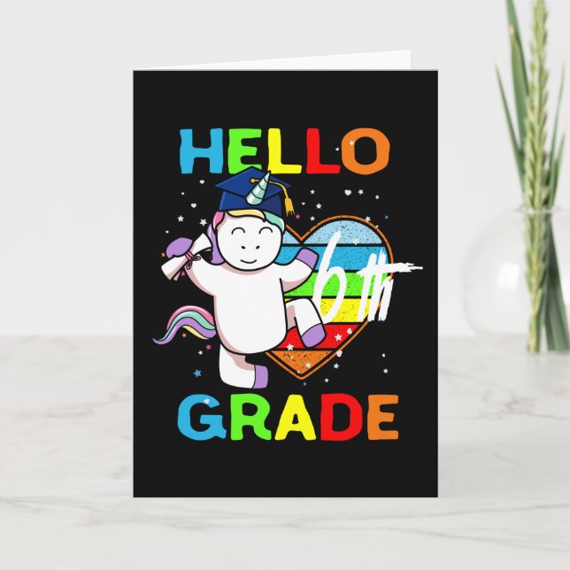 Tarjeta Hola 6° grado|De vuelta a la escuela Hola 6° grado (Anverso)