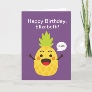 Tarjeta ¡Hola amigos! Ilustracion de piña