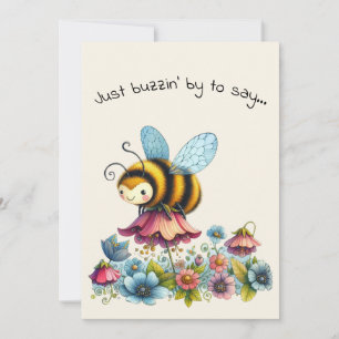 Tarjeta Hola Amistad Abeja y Flores Caprichosas