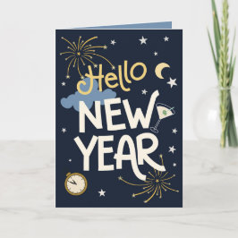 Tarjeta Hola Año Nuevo - Celebración Festiva de Año Nuevo 
