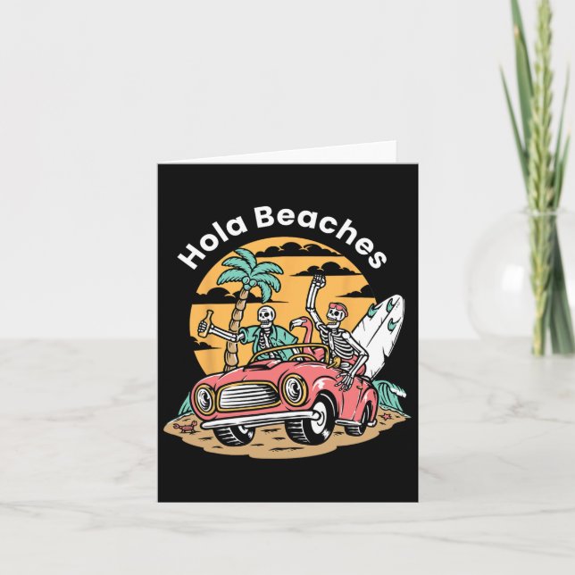 Tarjeta Hola Beaches Funny Summer Vacation Skeleton Coffin (Anverso)