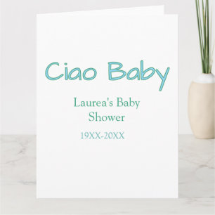 Tarjeta hola bebé azul verde pastel shower de bebé nombre