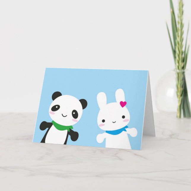 Tarjeta Hola Bunny y Panda (Anverso)