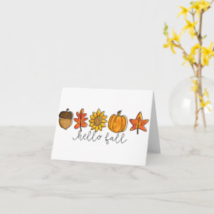 Tarjeta Hola Caídos Acorn Hojas de girasol y calabaza