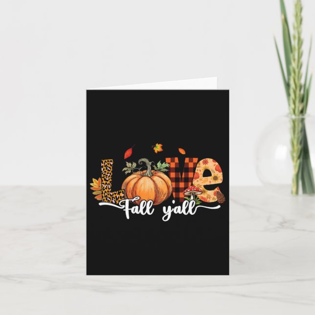 Tarjeta Hola Calabaza Otoño Amor Caída Todos El Leopardo C (Anverso)