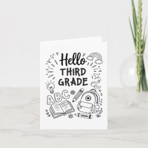 Tarjeta Hola Camisa de tercer grado - Chicas de tercer gra