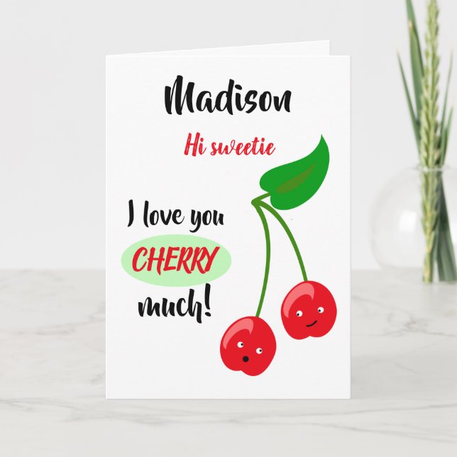 Tarjeta Hola cariño, te amo mucho, CHERRY, personalizado (Anverso)