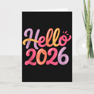 Tarjeta Hola Celebración del Año Nuevo 2026 Divertido Colo