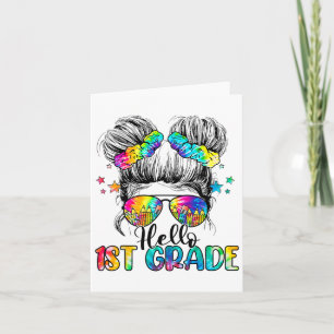 Tarjeta Hola Chica De Bun De Cabello De Primer Grado Ck A