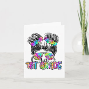 Tarjeta Hola Chica De Bun De Cabello De Primer Grado Ck A