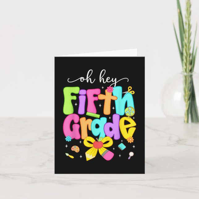 Tarjeta Hola, Coquette Bow, de 5º grado, feliz de volver a (Anverso)