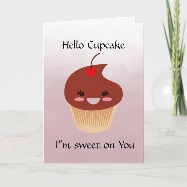 Tarjeta Hola Cupcake Greaming Card Watercolor (Anverso)