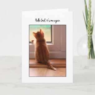 Tarjeta Hola Dios, soy yo de nuevo kitten Blank dentro